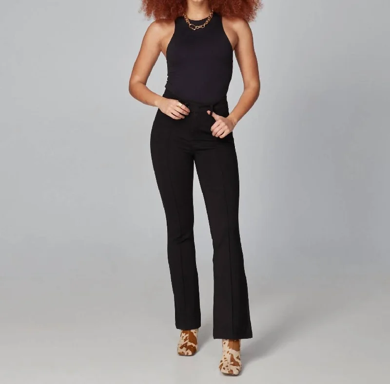 Azure High Rise Flare Ponte Pant In Black