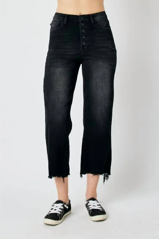 High Rise Cropped Wide Leg Jean In Black