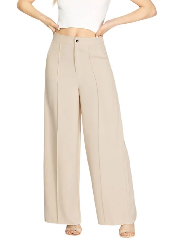 Woven Wide Pants In Light Taupe