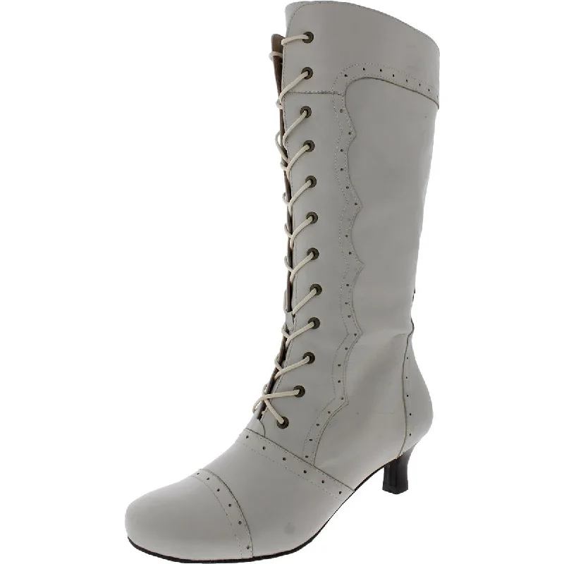 Array Womens Vintage Perforated Lace-Up Knee-High Boots