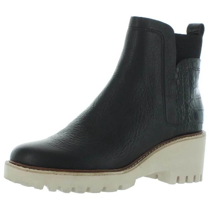 Dolce Vita Womens Leather Wedge Ankle Boots