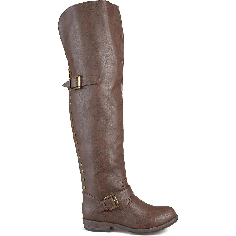 Journee Collection Womens Kane Faux Leather Wide Calf Knee-High Boots