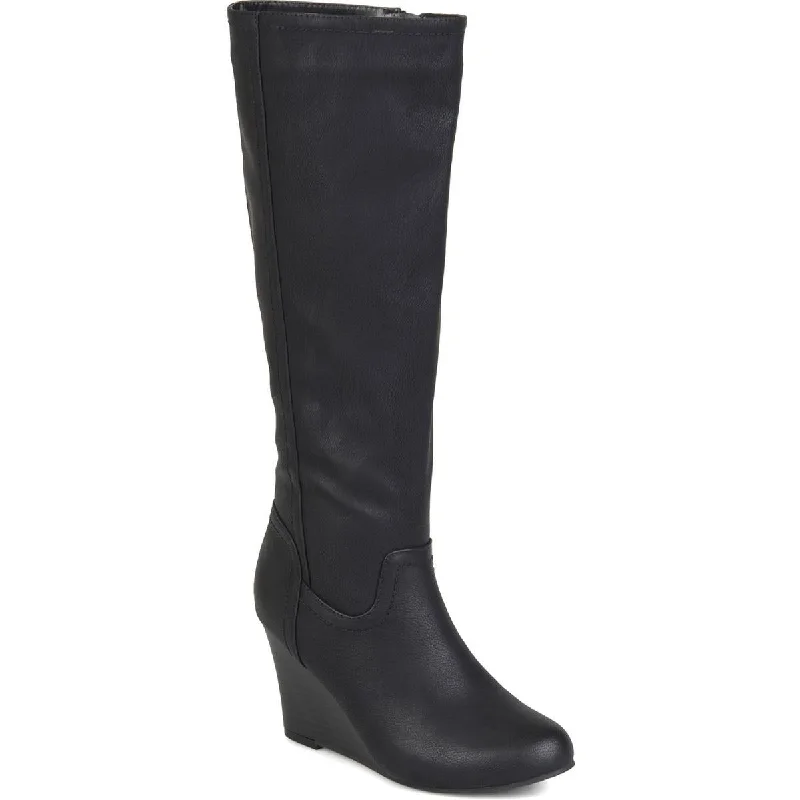 Journee Collection Womens Langly Faux Leather Tall Mid-Calf Boots