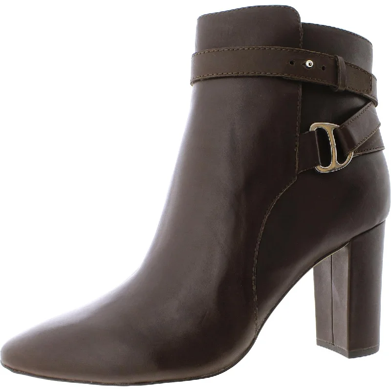 Lauren Ralph Lauren Womens Madelyn Leather Almond Toe Ankle Boots