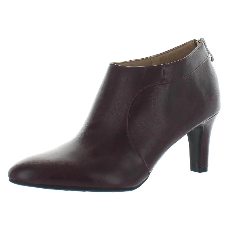 LifeStride Womens Georgia Faux Leather Almond Toe Booties