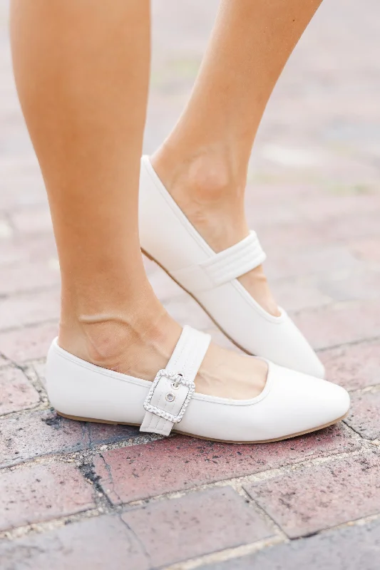 Make The Call Bone White Mary Jane Flats