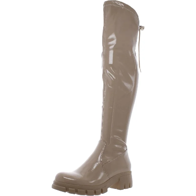 Olivia Miller Womens Madison Patent Solid Knee-High Boots