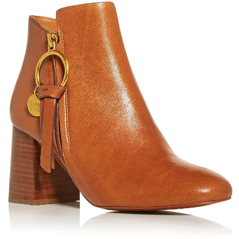 See by Chloe Womens Zipper Almond Toe Ankle Boots