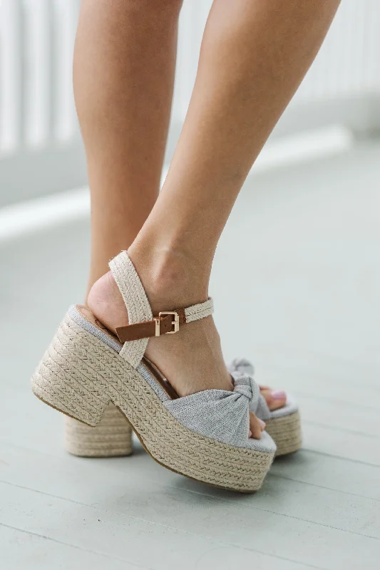 Walking In Paradise Light Ash Espadrille Heels