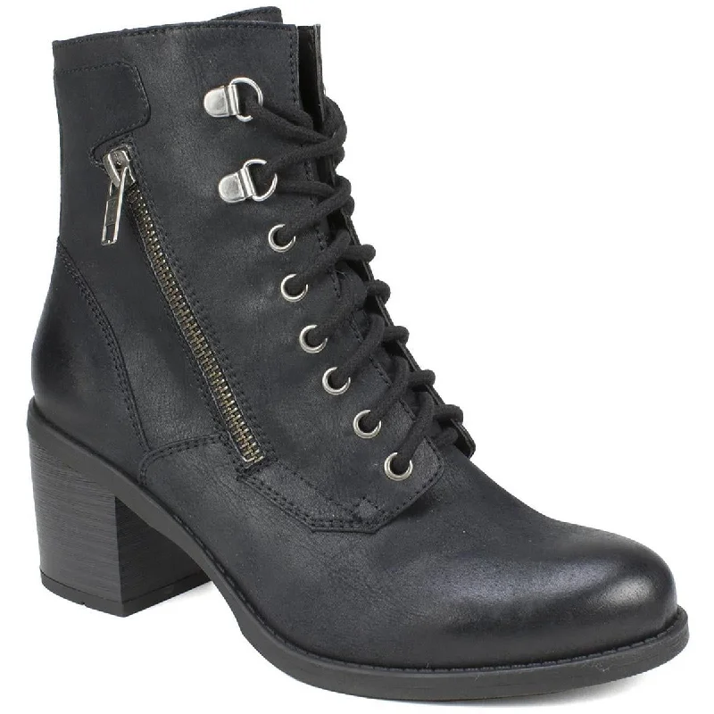 White Mountain Womens Dorian Heeled Lace Up Ankle Boots