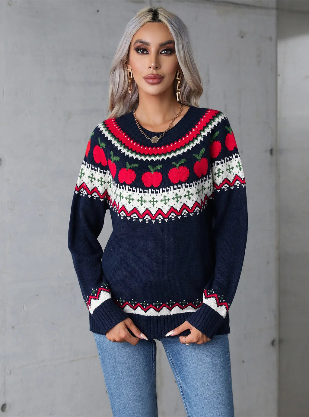 Christmas Printed Pullover Sweater